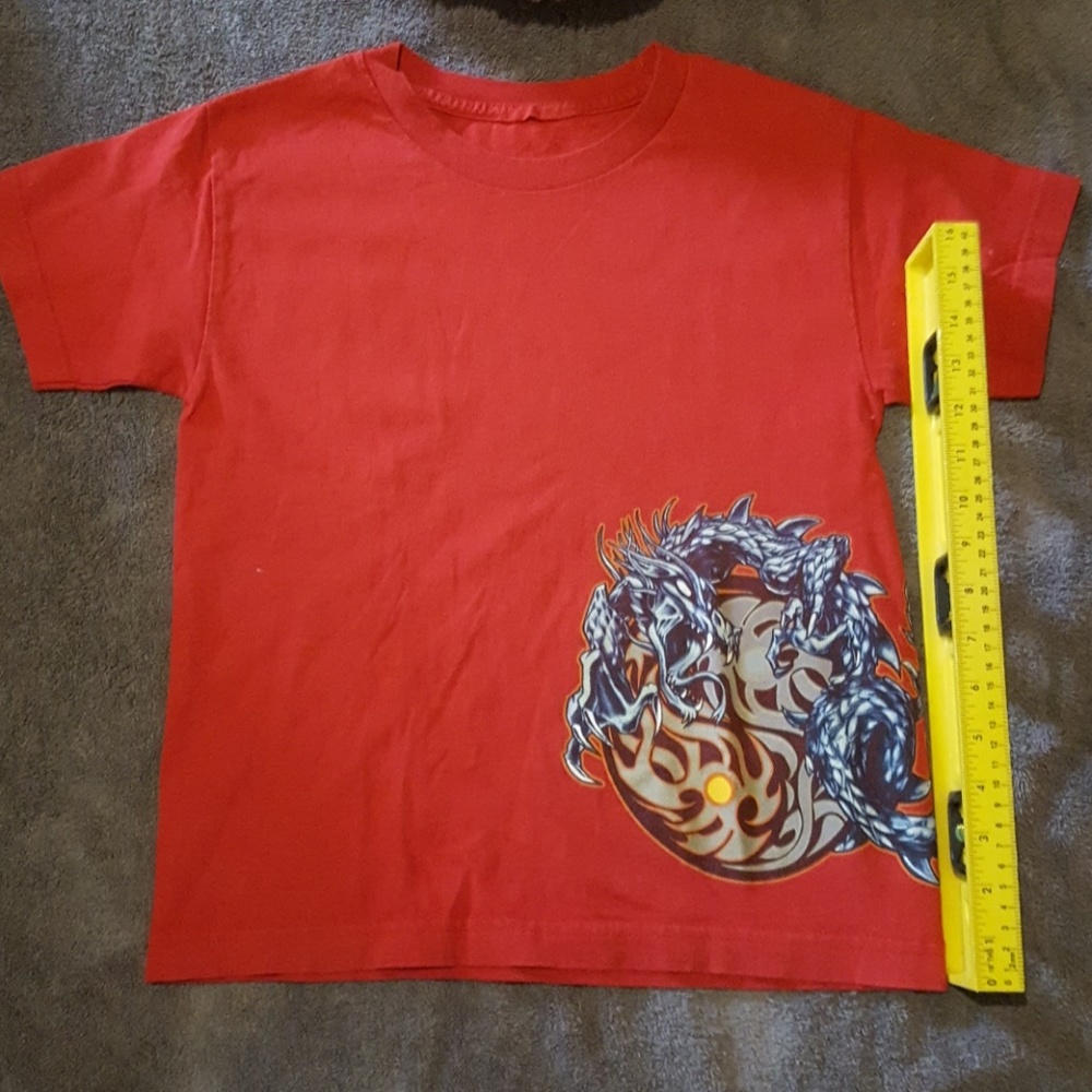 Kids red shirt with Dragon image.